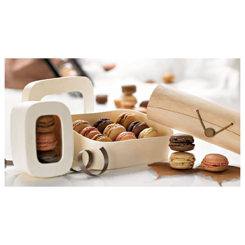 PacknWood 210BBOITE92F - Saga Macaron Box, 13 Oz., 3.7" Dia. X 2.5"H With Window Lid
