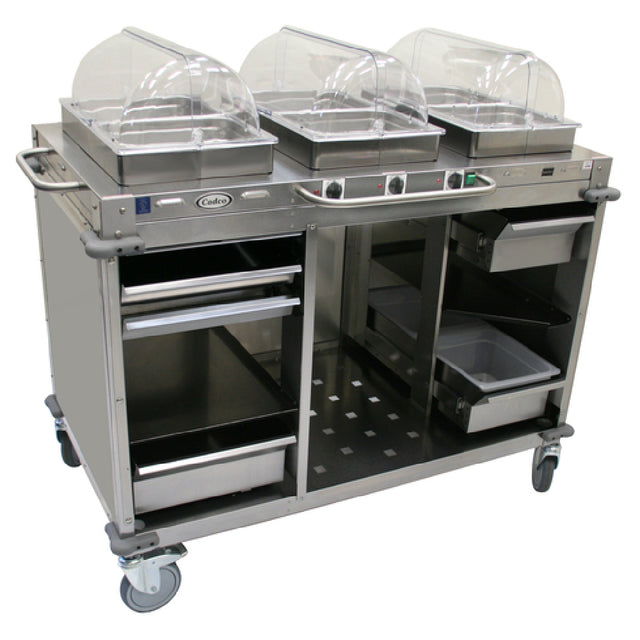 Cadco CBC-HHH-LST MobileServ® Mobile Hot Buffet Cart (3) Hot Full Size Buffet Servers