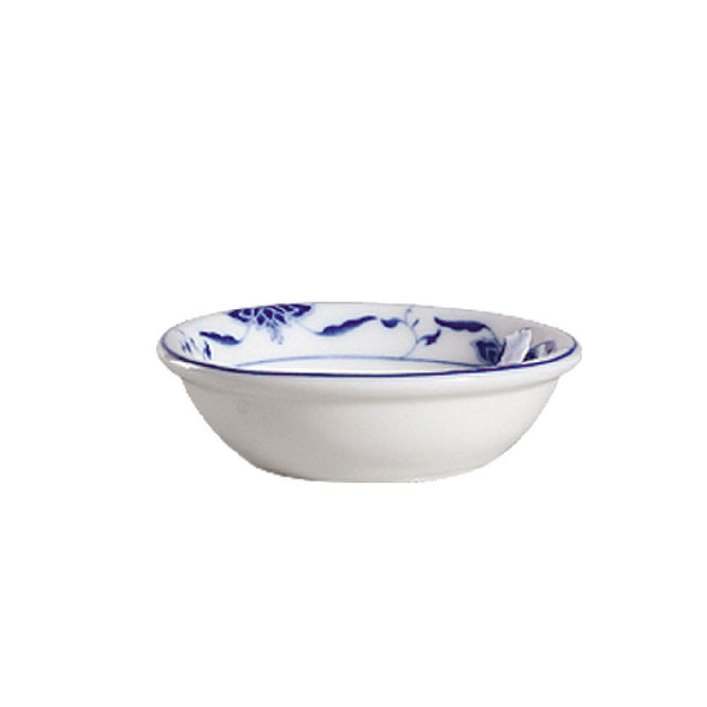 CAC China 103-44 Blue Lotus Sauce Dish 3-3/4" Dia. X 1-1/8"H Round