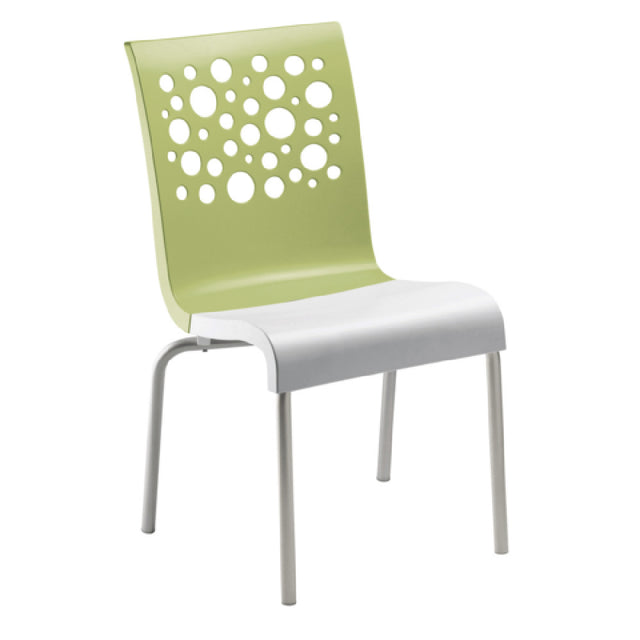 Grosfillex US835724 - Tempo Stacking Side Chair, Resin Back With Circles Cutout, Resin Seat