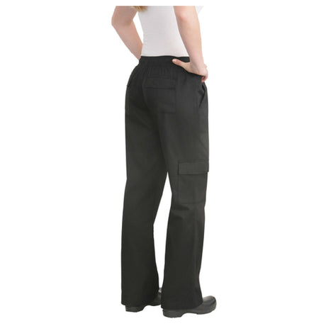 Chef Works CPWO-BLK-S Women's Cargo Pants Elastic Waistband With Drawstring Right Leg Cargo Pocket Velcro® Flap