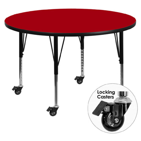 Flash Furniture XU-A48-RND-RED-T-P-CAS-GG Activity Table 48" Dia. X 17-2/5" To 25-2/5" Adjustable Height