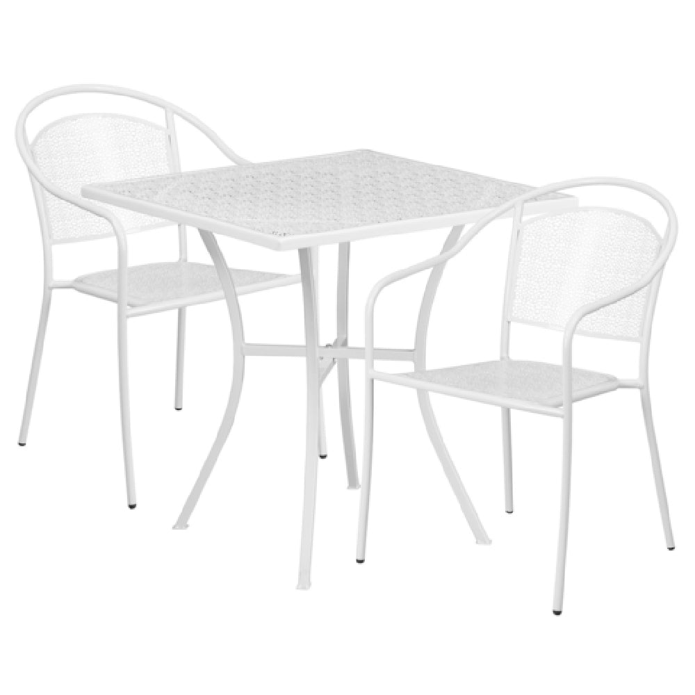 Flash Furniture CO-28SQ-03CHR2-WH-GG Patio Table Set Includes (1) Table: 28"W X 28"D X 28-1/4"H