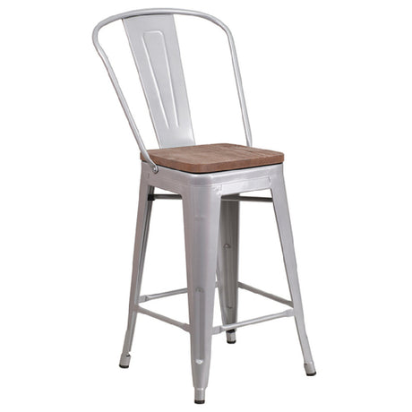 Flash Furniture CH-31320-24GB-SIL-WD-GG Bar Stool 500 Lb. Weight Capacity Counter Height