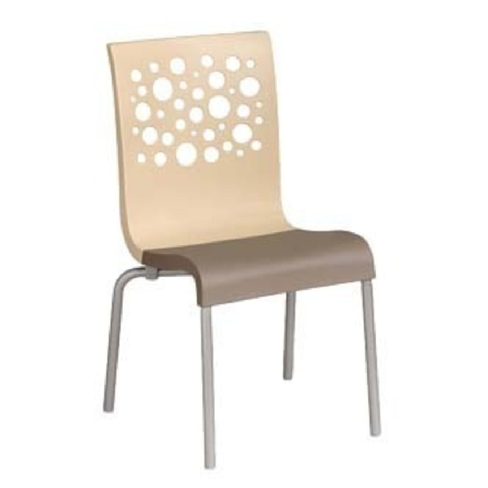 Grosfillex US835413 Tempo Stacking Side Chair Resin Back With Circles Cutout Resin Seat