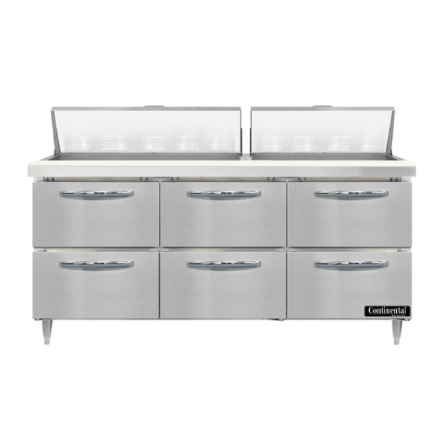 Continental Refrigerator D72N18-D Designer Line Sandwich Unit 72"W Three-section