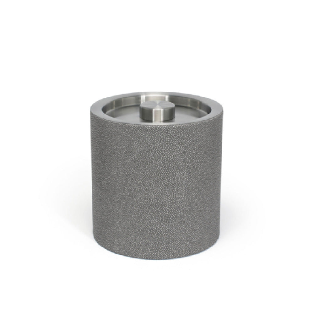 FOH RIB038GYL21 3.5qt Round Belize Ice Bucket Smoke With Brushed Stainless Lid