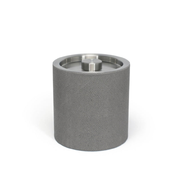 FOH RIB038GYL21 3.5qt Round Belize Ice Bucket Smoke With Brushed Stainless Lid