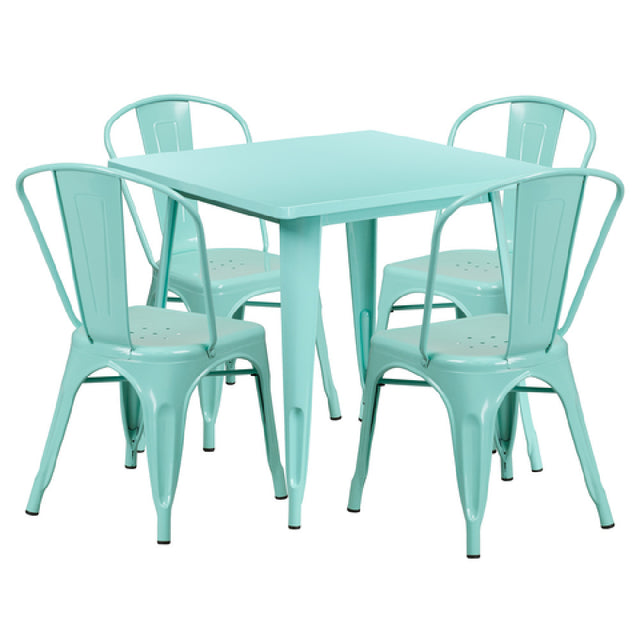 Flash Furniture ET-CT002-4-30-MINT-GG Table And Chair Set Includes (1) 31-1/2"W X 31-1/2"D X 29-1/2"H Table