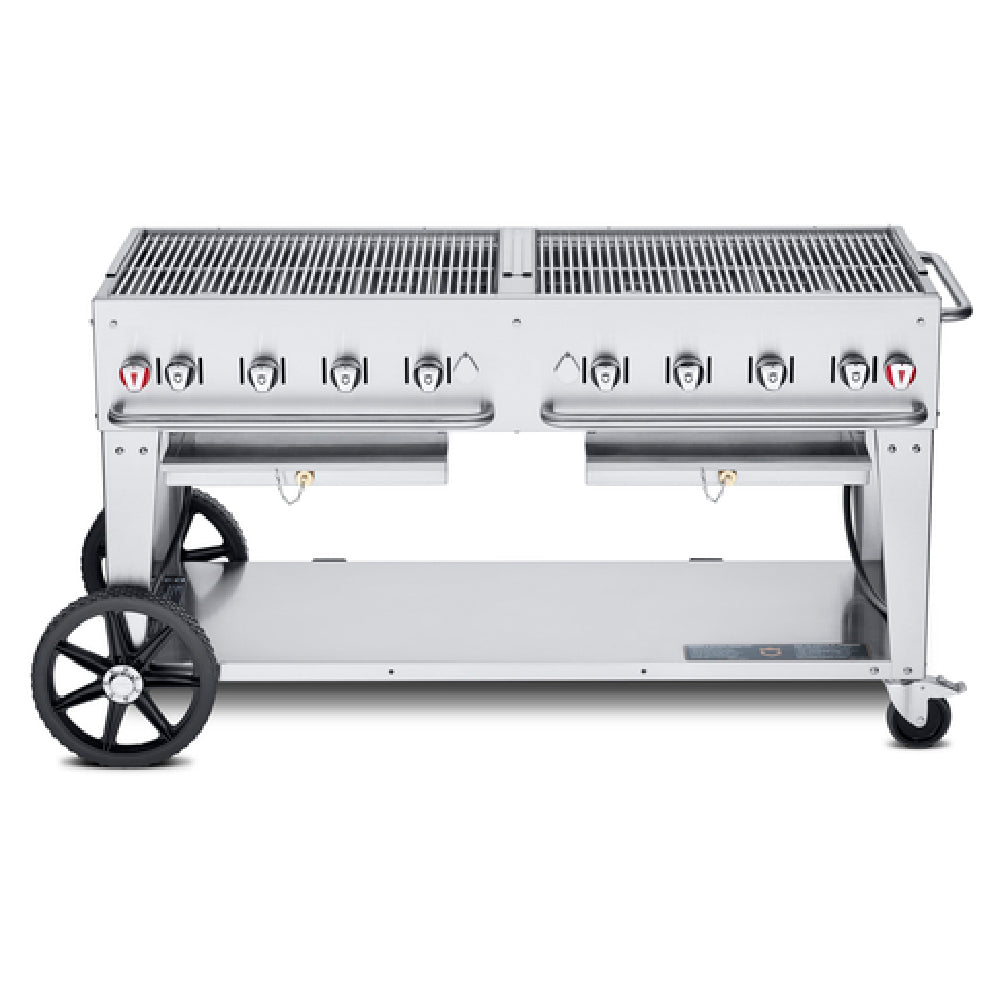 Crown Verity CV-MCB-60-SI 50/100 Mobile Outdoor Charbroiler LP Gas 58" X 21" Grill Area