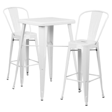 Flash Furniture CH-31330B-2-30GB-WH-GG Table And Bar Stool Set Includes (1) 27-3/4"W X 27-3/4"D X 40"H Table