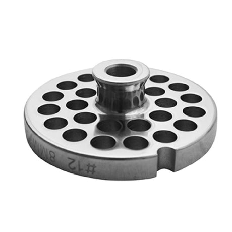 Uniworld Food Service Equipment SS812GP3/8-H Grinder Plate With Hub #123/8" Stainless Steel