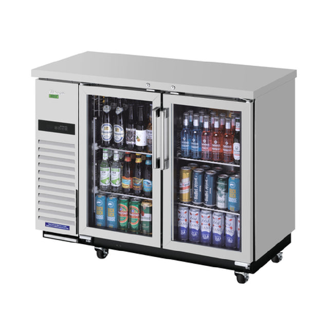 Turbo Air TBB-24-48SGSD-N Super Deluxe Narrow Back Bar Cooler Two-section (2) Glass Doors