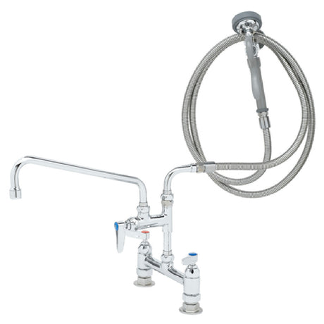 T&S Brass B-0175-04 Pre-Rinse Unit 8" Deck Mount Base Add-on Faucet With 12" Swing Nozzle