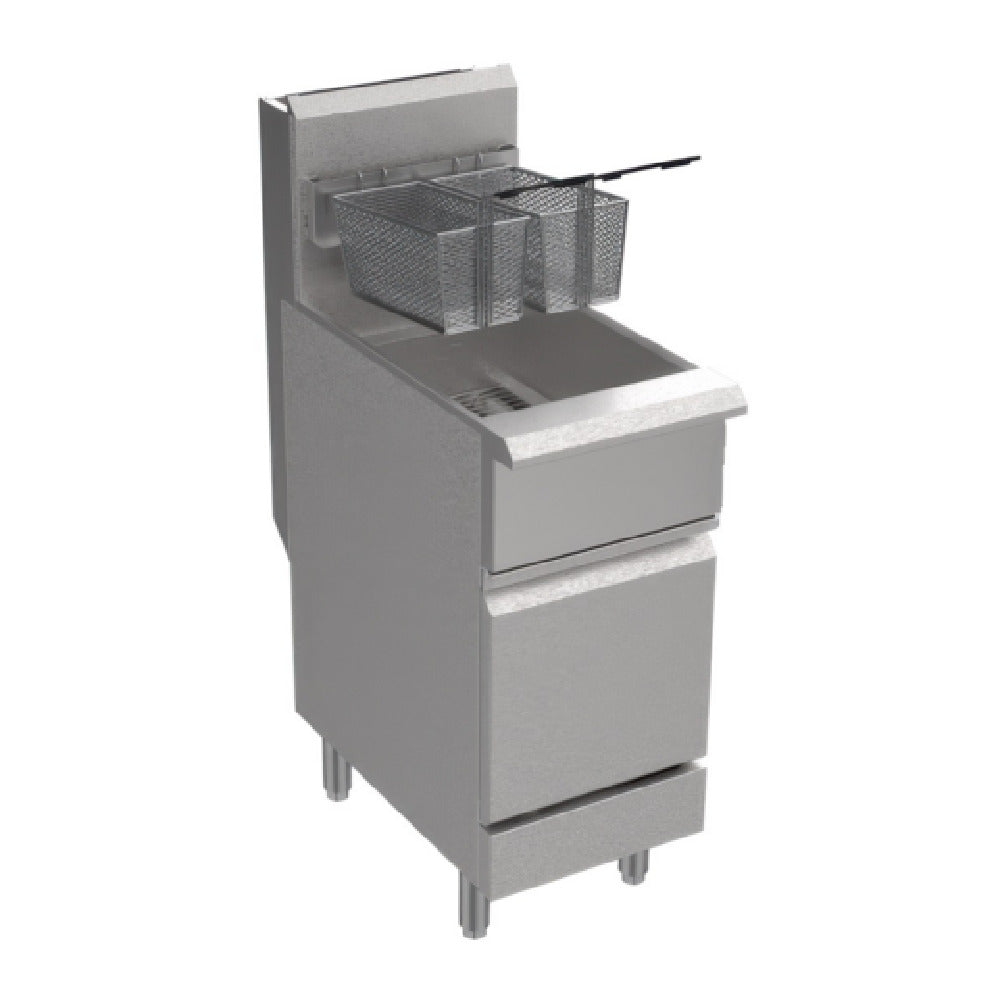 Serv-Ware SGF-40L-SA - Serv-Ware - Gas Cooking - 40 LB Deep Fryer - Liquid Propane - Dimensions: 15.5" W X 30.2" D X 46.5" H - Temperature Range: 200°F - 400°F - BTU/H: 30,000 Per Burner - # Of Burners: 3 - Gas Inlet: 1/2 In. - Gas Line: 3/4 - W.C. For Natural Gas: 4 In. - W.C. For LP: 10 In. - Easy Start Continuous Pilot