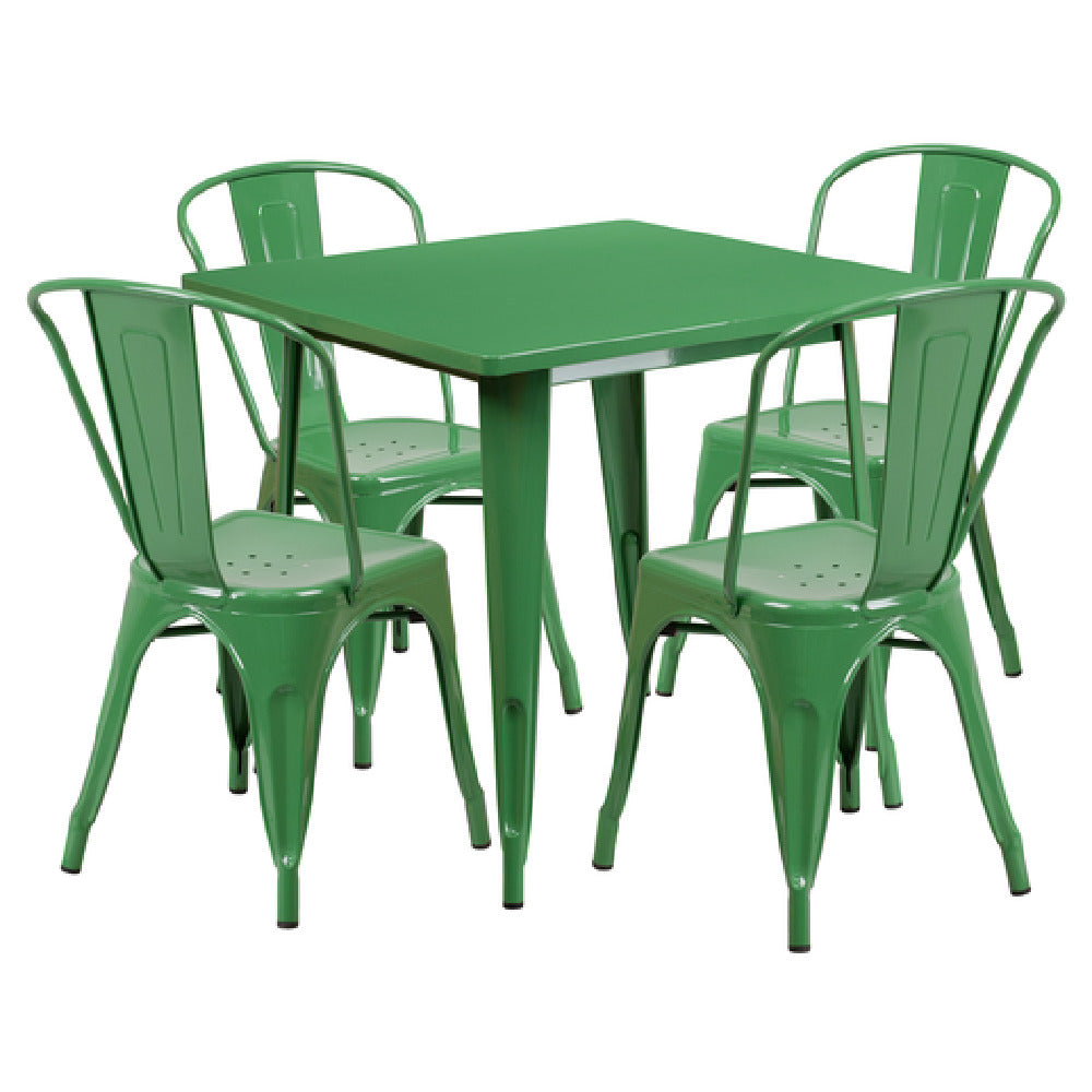 Flash Furniture ET-CT002-4-30-GN-GG Table And Chair Set Includes (1) 31-1/2"W X 31-1/2"D X 29-1/2"H Table