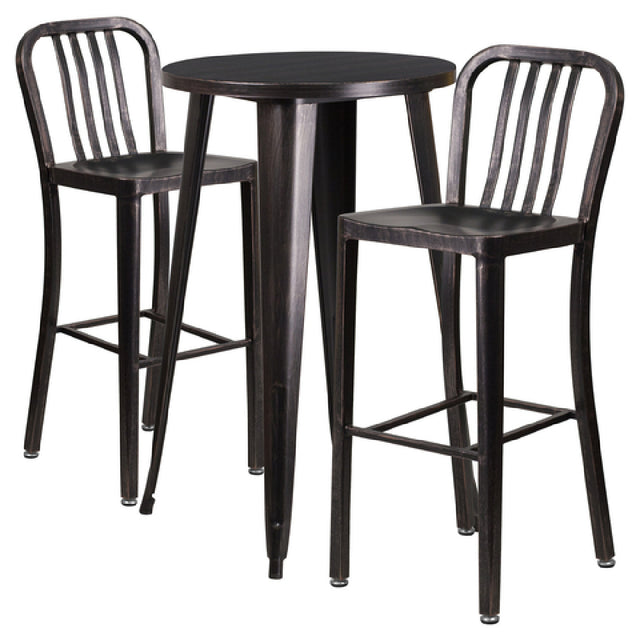 Flash Furniture CH-51080BH-2-30VRT-BQ-GG Table And Bar Stool Set Includes (1) 24" Dia. X 41"H Table