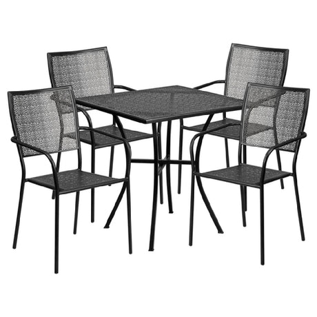 Flash Furniture CO-28SQ-02CHR4-BK-GG Patio Table Set Includes (1) Table: 28"W X 28"D X 28-1/4"H