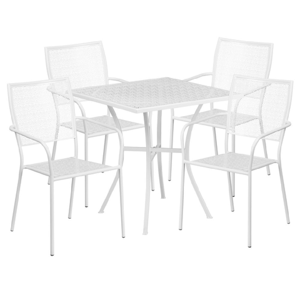 Flash Furniture CO-28SQ-02CHR4-WH-GG Patio Table Set Includes (1) Table: 28"W X 28"D X 28-1/4"H