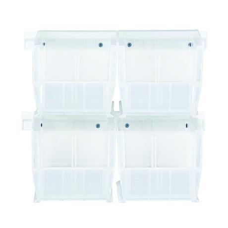 Quantum HNS230CL Hang-n-Stack Bin Complete Package Includes: (4) 10-7/8"L X 5-1/2"W X 5"H (QUS230) Clear Bin And (2) Bin Rails