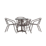 Flash Furniture TLH-ALUM-28SQ-017BZ4-GG Lila Table & Seat Set 27-1/2" X 27-1/2" Square Metal Table