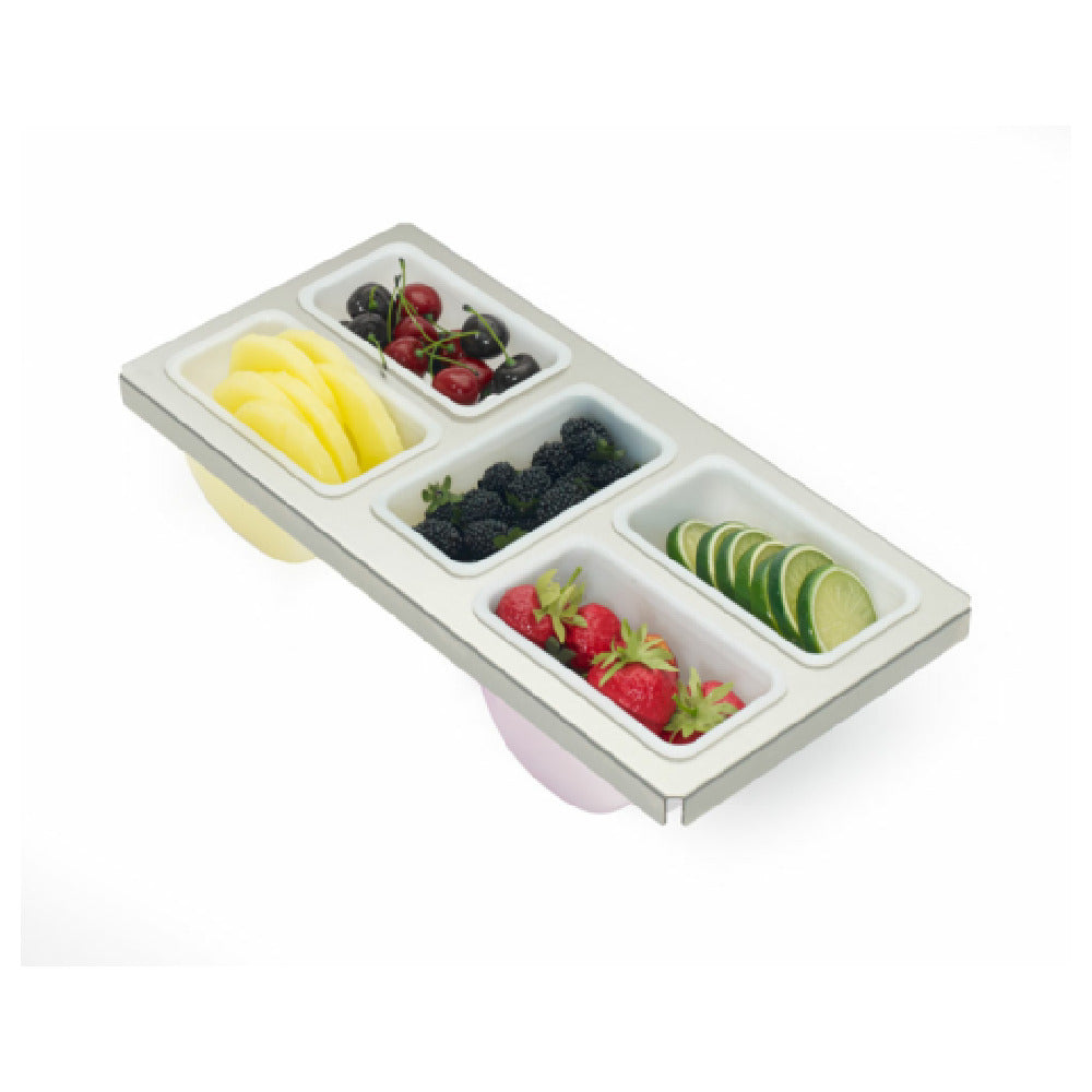 Krowne KR-604 Royal Series Drop-In Garnish Tray Fits 8" Ice Bin Includes (5) Pint Containers