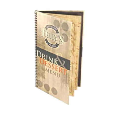 Menu Solutions SP-PR20BA Menu Cover Holds 4-1/4" X 11" Spiral Bound (insert Sold Separately)