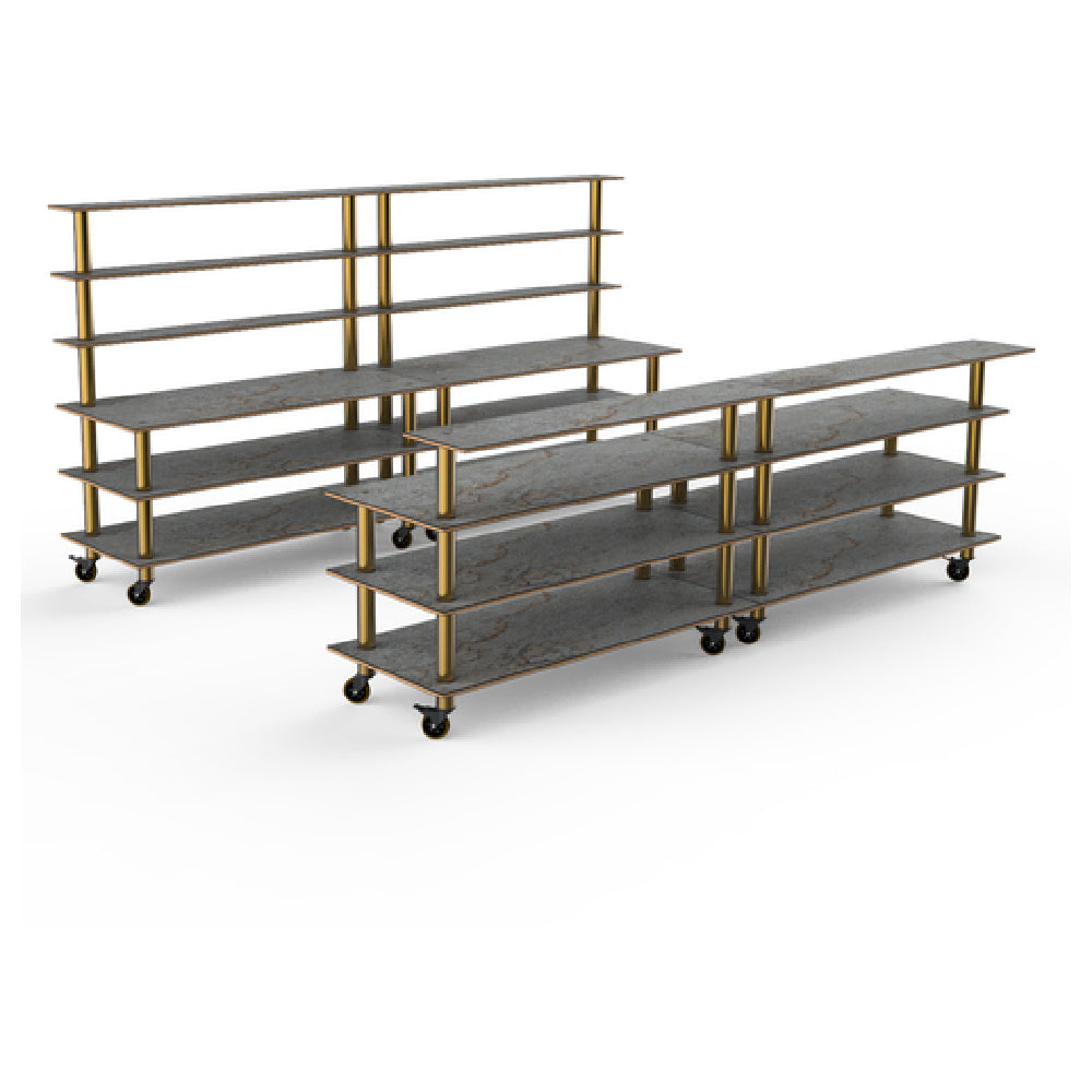 Steelite MGCMLC11GBXW Mogogo Buffet Solutions Modular Double Bar Includes: (1) 142" X 29-1/2" X 73"H Back Bar & (1) 142" X 34-1/2" X 47-1/2"H Front Bar