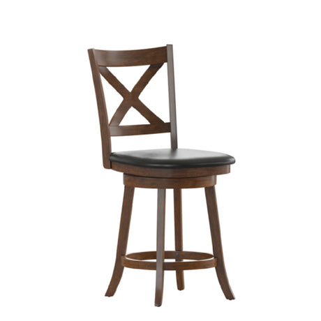 Flash Furniture ES-UN1-24-OAK-GG Felicity Swivel Counter Height Barstool Crossback