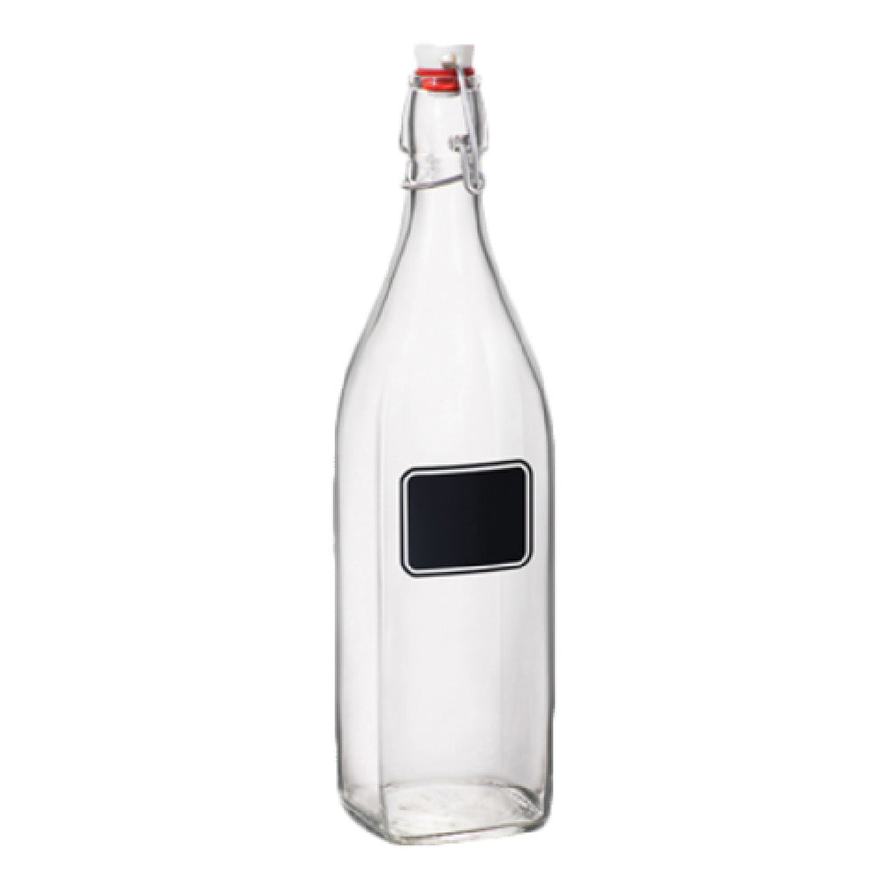 Steelite 4953Q813 Swing Top Bottle 1 QT . (H 12-1/2" M 3-1/4" T 1-1/2" B 3") With Chalkboard Label