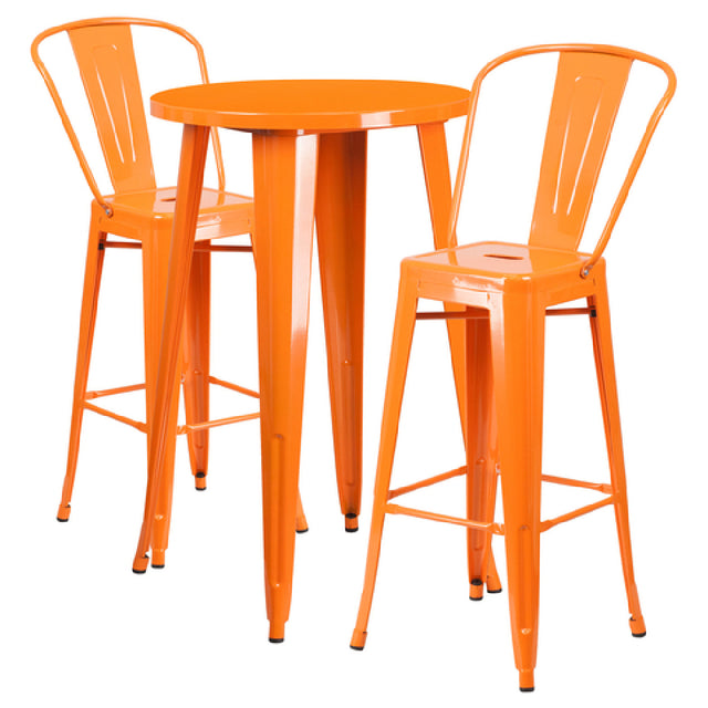 Flash Furniture CH-51080BH-2-30CAFE-OR-GG Table And Bar Stool Set Includes (1) 24" Dia. X 41"H Table