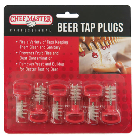 Chef Master 90216 Beer Tap Plugs Nylon Bristles Polypropylene Finger Grip (6 Each Per Pack)