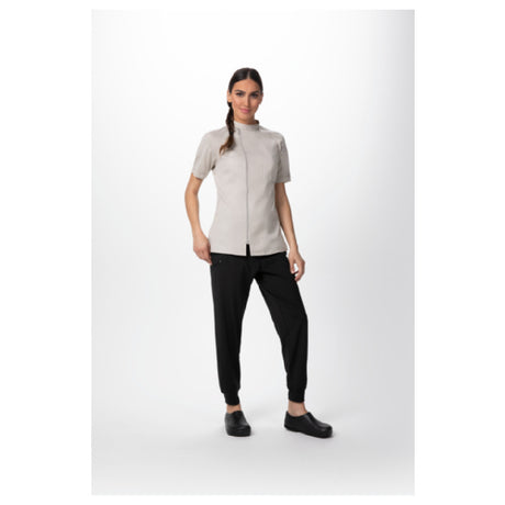 Chef Works CBZ03W-NAT-S Women's Varkala Chef Coat Raglan Short Sleeve Off-set Zip Front With Snap Collar