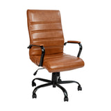 Flash Furniture GO-2286H-BR-BK-GG Whiteney Executive Swivel Office Chair 39-1/4" To 43" Adjustable Height