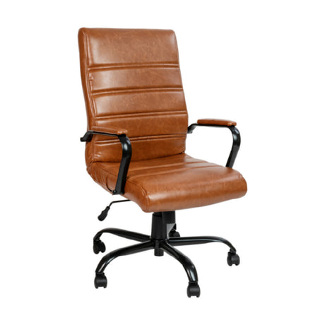 Flash Furniture GO-2286H-BR-BK-GG Whiteney Executive Swivel Office Chair 39-1/4" To 43" Adjustable Height