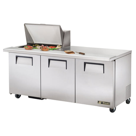 True Refrigeration TSSU-72-12M-B-HC Mega Top Sandwich/Salad Unit (12) 1/6 Size (4"D) Poly Pans