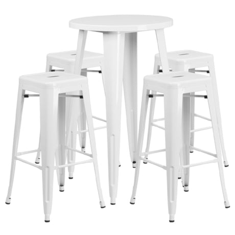 Flash Furniture CH-51080BH-4-30SQST-WH-GG Table And Bar Stool Set Includes (1) 24" Dia. X 41"H Table