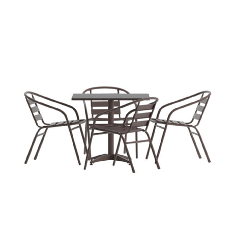 Flash Furniture TLH-ALUM-32SQ-017BZ4-GG Lila Table & Seat Set 31-1/2" X 31-1/2" Square Metal Table