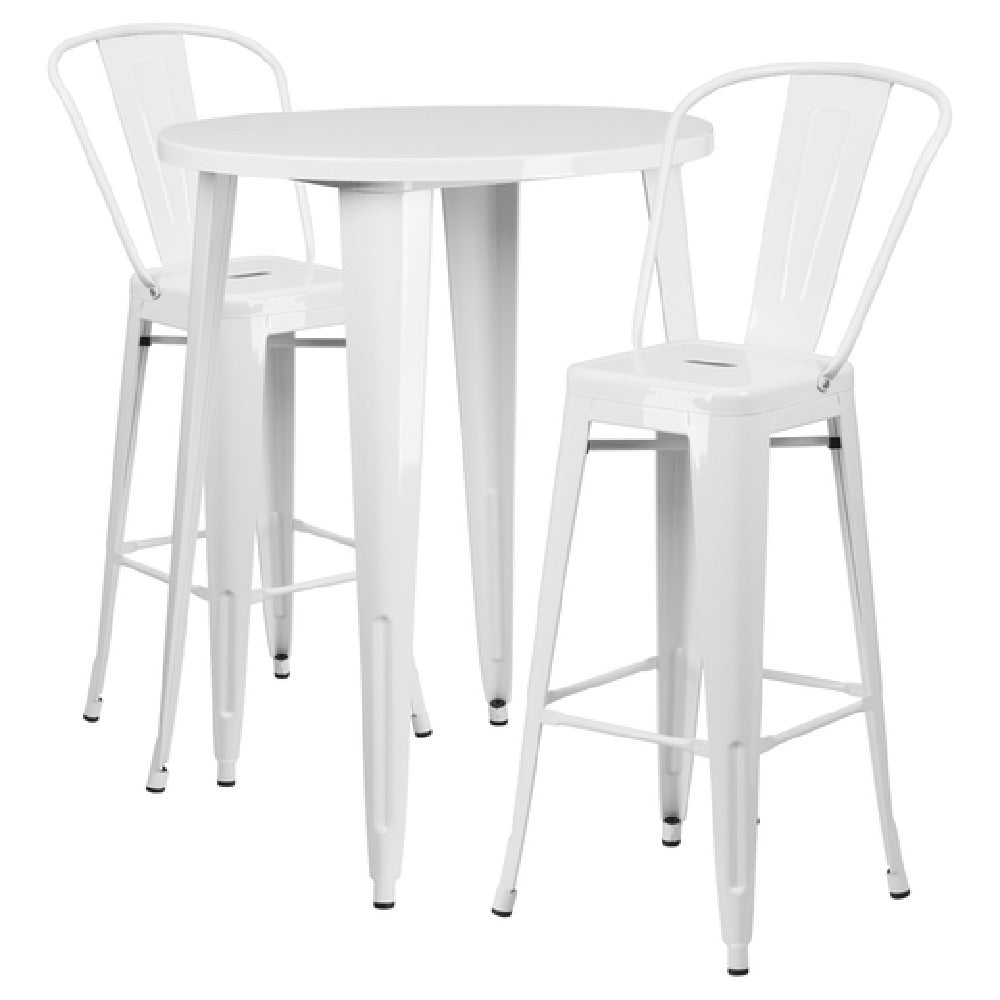 Flash Furniture CH-51090BH-2-30CAFE-WH-GG Table And Bar Stool Set Includes (1) 30" Dia. X 41"H Table