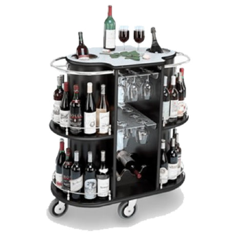 Forbes Industries 4832 Wine Cart High Pressure Laminate Oval Cabinet Avonite Top