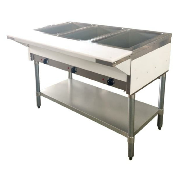 Omcan 47363 (47363) Steam Table With Cutting Board And Undershelf Propane