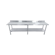 Sapphire Manufacturing SMTEB-30120G Worktable 120"W X 30"D X 35"H 18/430 Stainless Steel Top Shelf