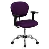 Flash Furniture H-2376-F-PUR-ARMS-GG Swivel Task Chair 33-1/2" To 37-1/2" Adjustable Height