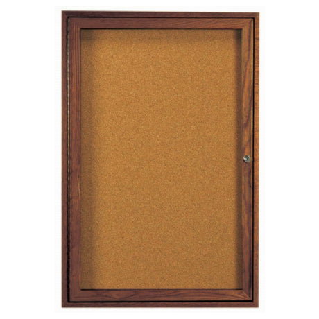 Aarco WBC3624R Red Oak Bulletin Board 24"W X 36"H Enclosed