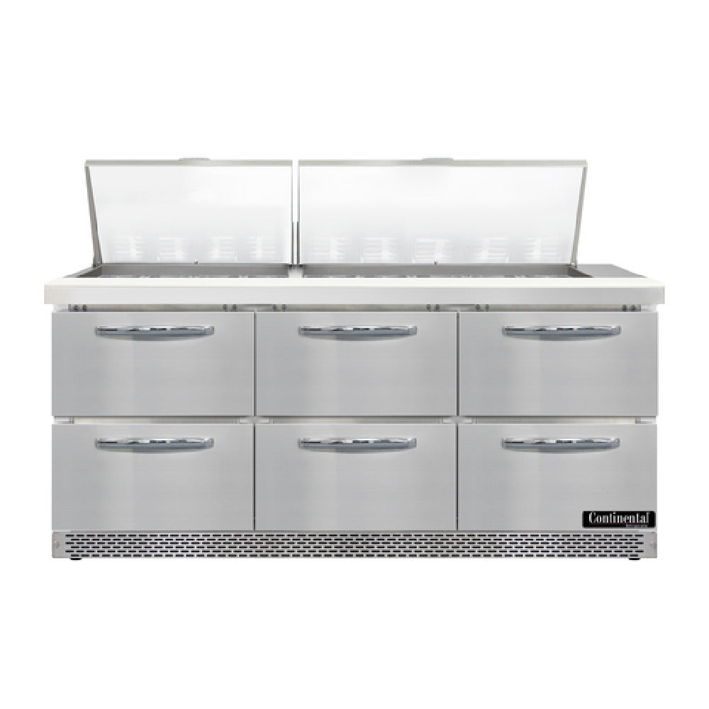 Continental Refrigerator D72N27M-FB-D Designer Line Mighty Top Sandwich Unit Front Breather