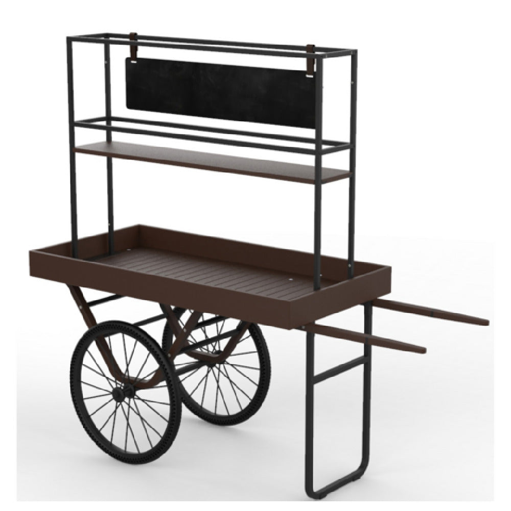 Steelite MGCCNT03DPXX Mogogo Cantine Cart With Shelf And Sign Dark With Copper Wheels