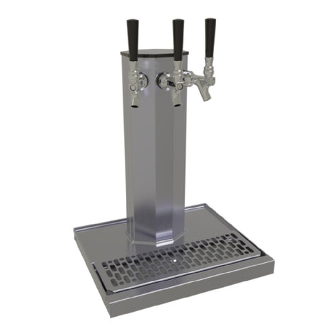 Glastender CT-3-SSR Column Draft Dispensing Tower Countertop (3) Stainless Steel Faucets (handles Not Included)