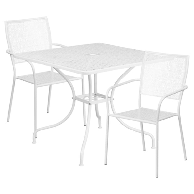 Flash Furniture CO-35SQ-02CHR2-WH-GG Patio Table Set Includes (1) Table: 35-1/2"W X 35-1/2"D X 28-3/4"H