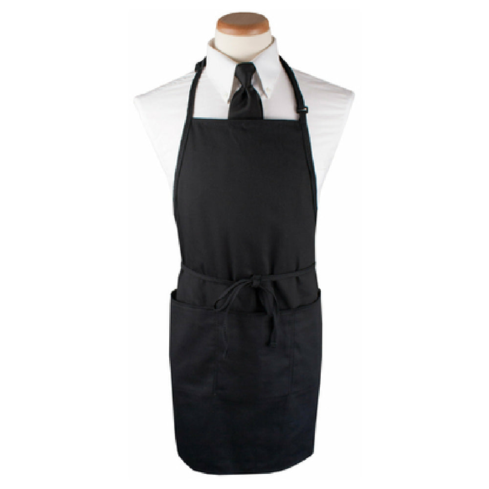 John Ritzenthaler Company 3PBIAELBK Ritz® Bib Apron 26" X 31" Extra Long 3 Front Pockets And Pen Pocket With Seamless Bottoms