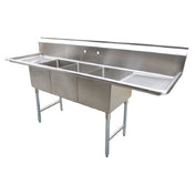 Serv-Ware D3CWP1620-V - Serv-Ware - Sinks - 12" Deep Economy Sink 3 Bowl - 53"W X 25.5"D X 45.5"H